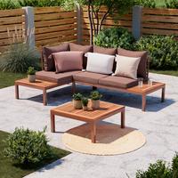 TERASOVÁ SEDACÍ SOUPRAVA LIA - hnědá/barvy akácie, Moderní, kov/dřevo (138/77/207cm) - Mömax