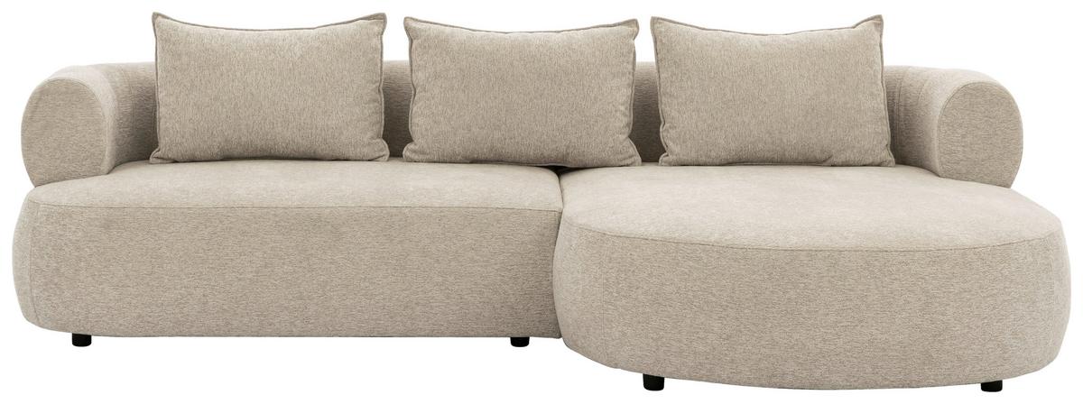 Ecksofa Ferro Beige S: 256x156 cm - Beige/Schwarz, Design, Textil (256/156cm) - Livetastic