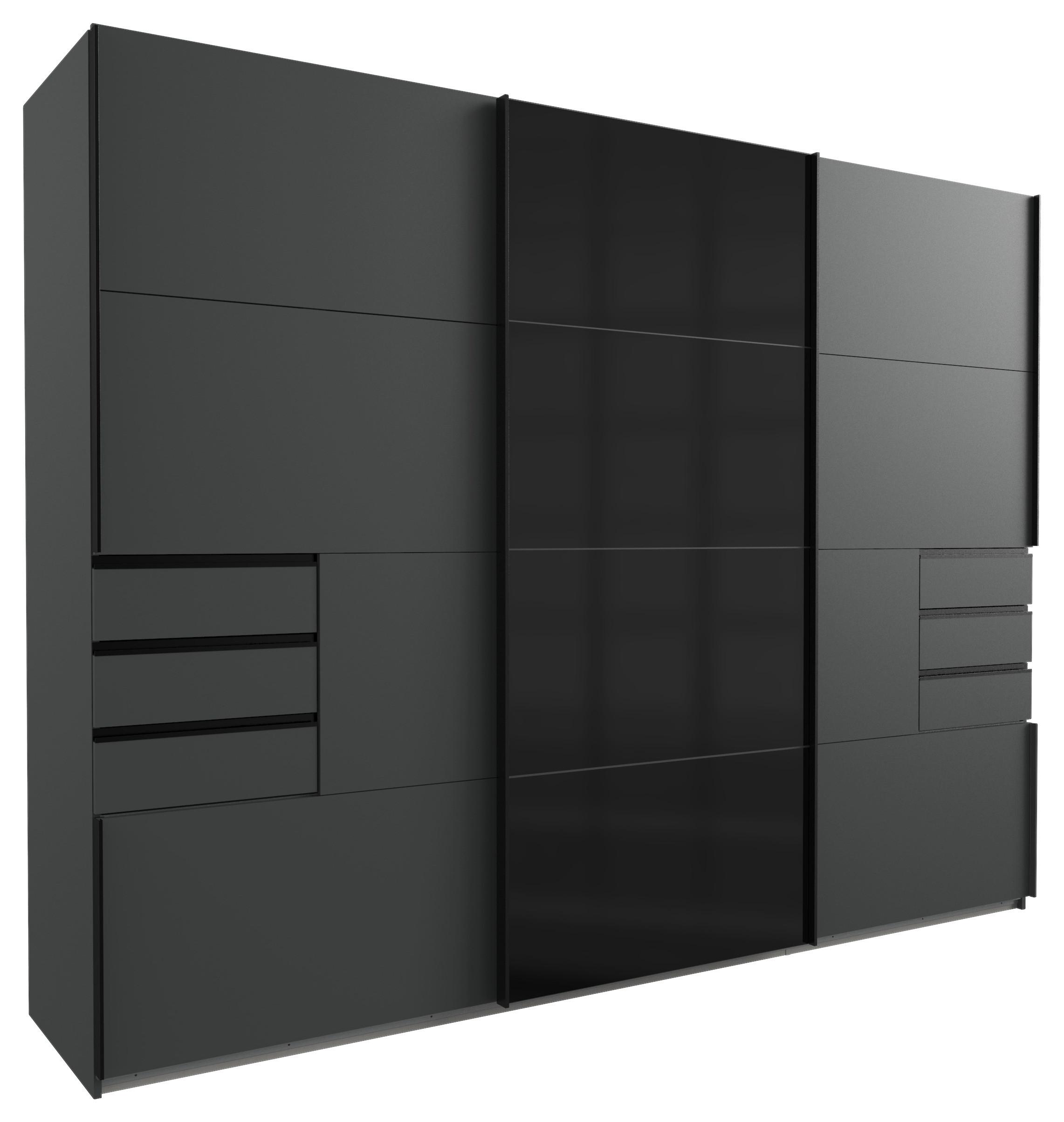 Schwebetürenschrank 270cm Saigon Graphit/schwarz - Graphitfarben/Schwarz, KONVENTIONELL, Glas/Holzwerkstoff (270/210/64cm) - MID.YOU