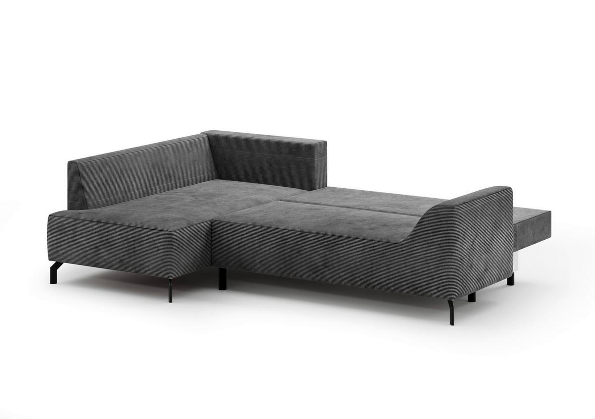 Eckschlafsofa Asolo Silberfarben S:167x273cm - Silberfarben/Schwarz, Design, Textil (167/273cm) - MID.YOU