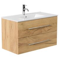 WASCHTISCHKOMBI Homeline, Eichefarben B: 91 cm - Eichefarben/Weiß, Basics, Keramik/Holzwerkstoff (91cm) - MID.YOU