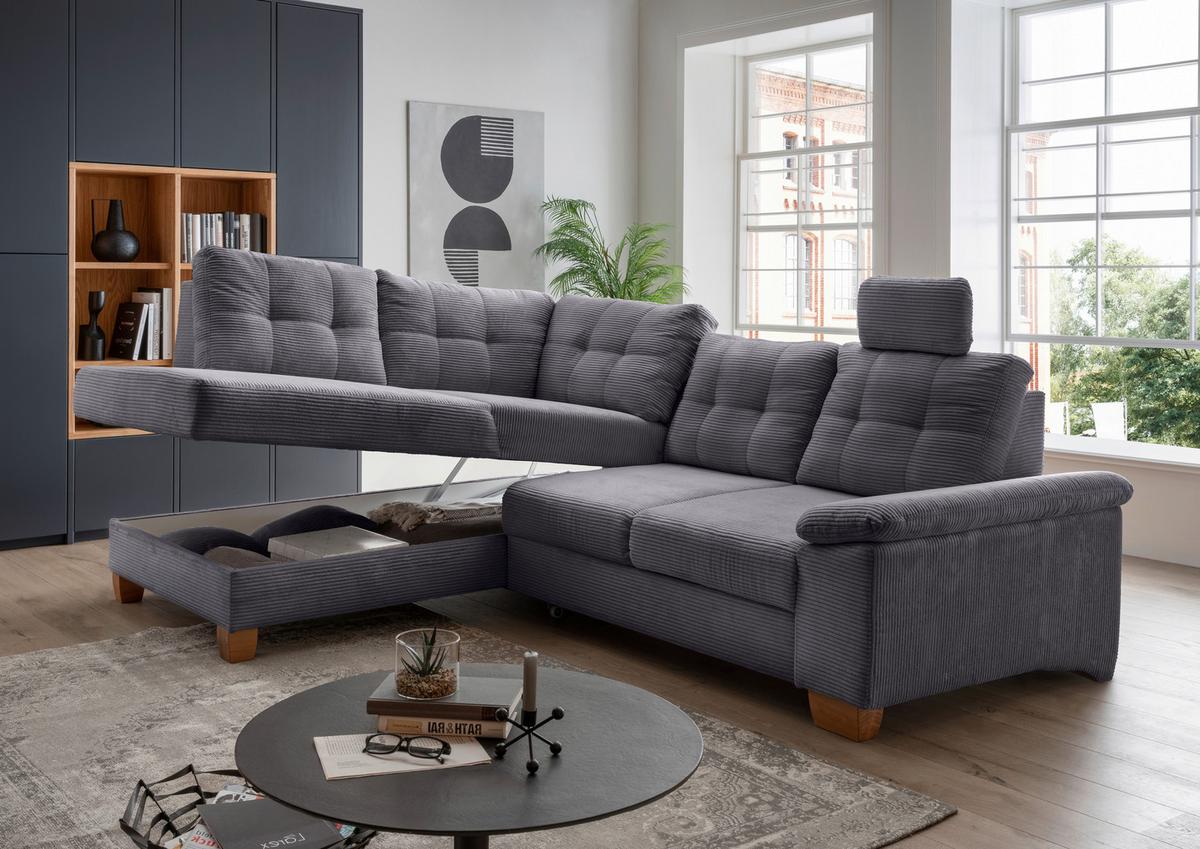Ecksofa Brizzini, Grau S: 206x274 Cm - Naturfarben/Grau, MODERN, Textil (206/274cm) - Livetastic