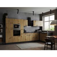 Eckküche Oliver Artisan Dekor S: 370x172 Cm - Eiche Artisan/Grau, Design, Holzwerkstoff (370/172cm) - Respekta