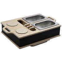 Servírovací tác na pohovku pre 2 nápoje a pochutiny - černá/barvy stříbra, Moderní, kov/dřevo (42,2/27/11,5cm) - Mömax