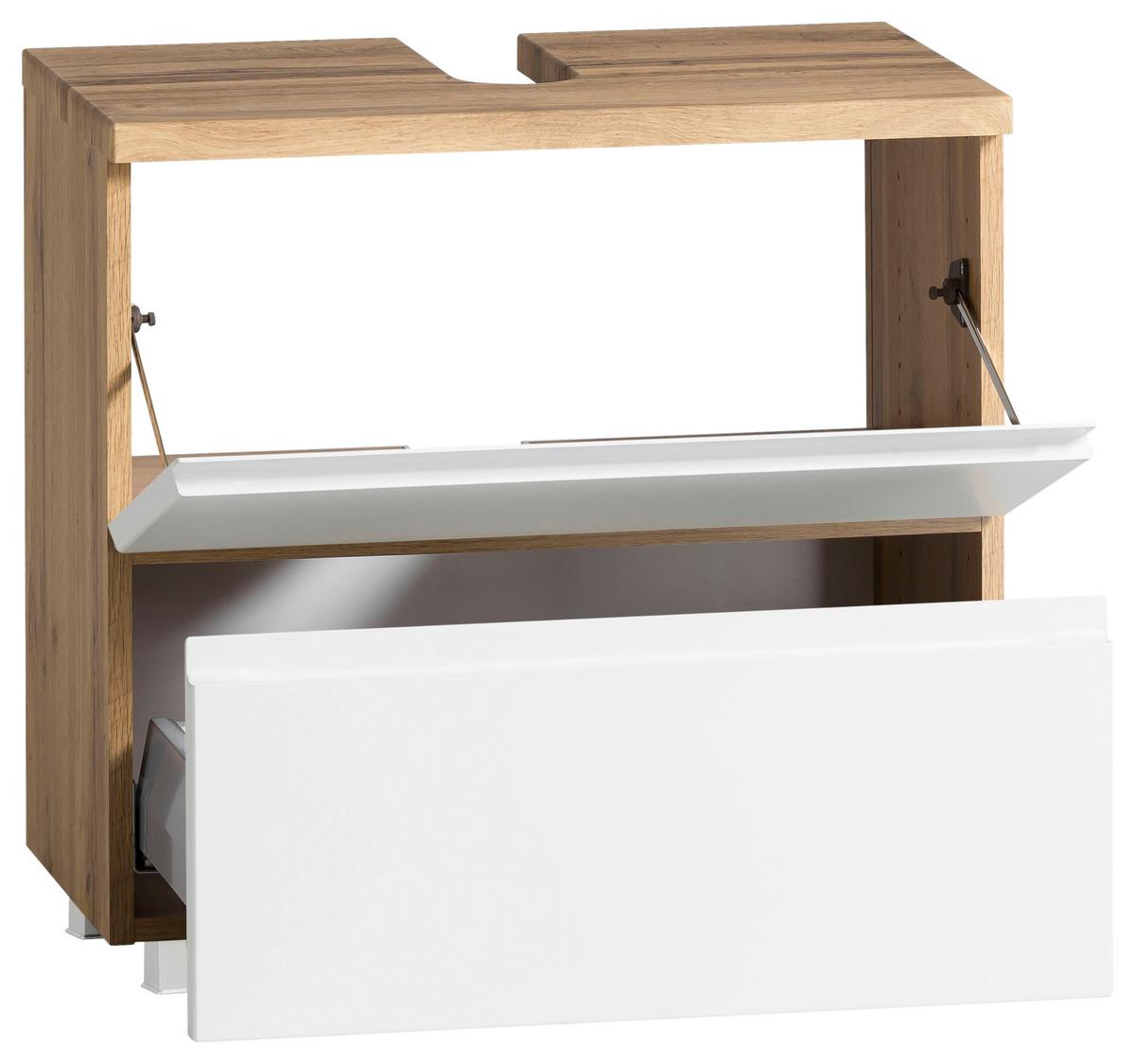 Waschbeckenunterschrank Varese B: 60 cm Wotaneiche Dekor/Weiß - Eiche Wotan/Weiß, MODERN, Holzwerkstoff (60/59/35cm) - Held