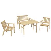 Gartenmöbel Set 4-Tlg Sylt Kiefer Echtholz - Naturfarben, MODERN, Holz - Gardenson