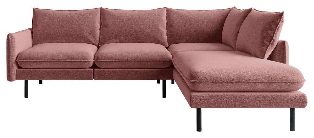 Ecksofa Samos Altrosa S: 267x204 cm - Altrosa/Schwarz, Design, Textil (267/204cm) - Livetastic