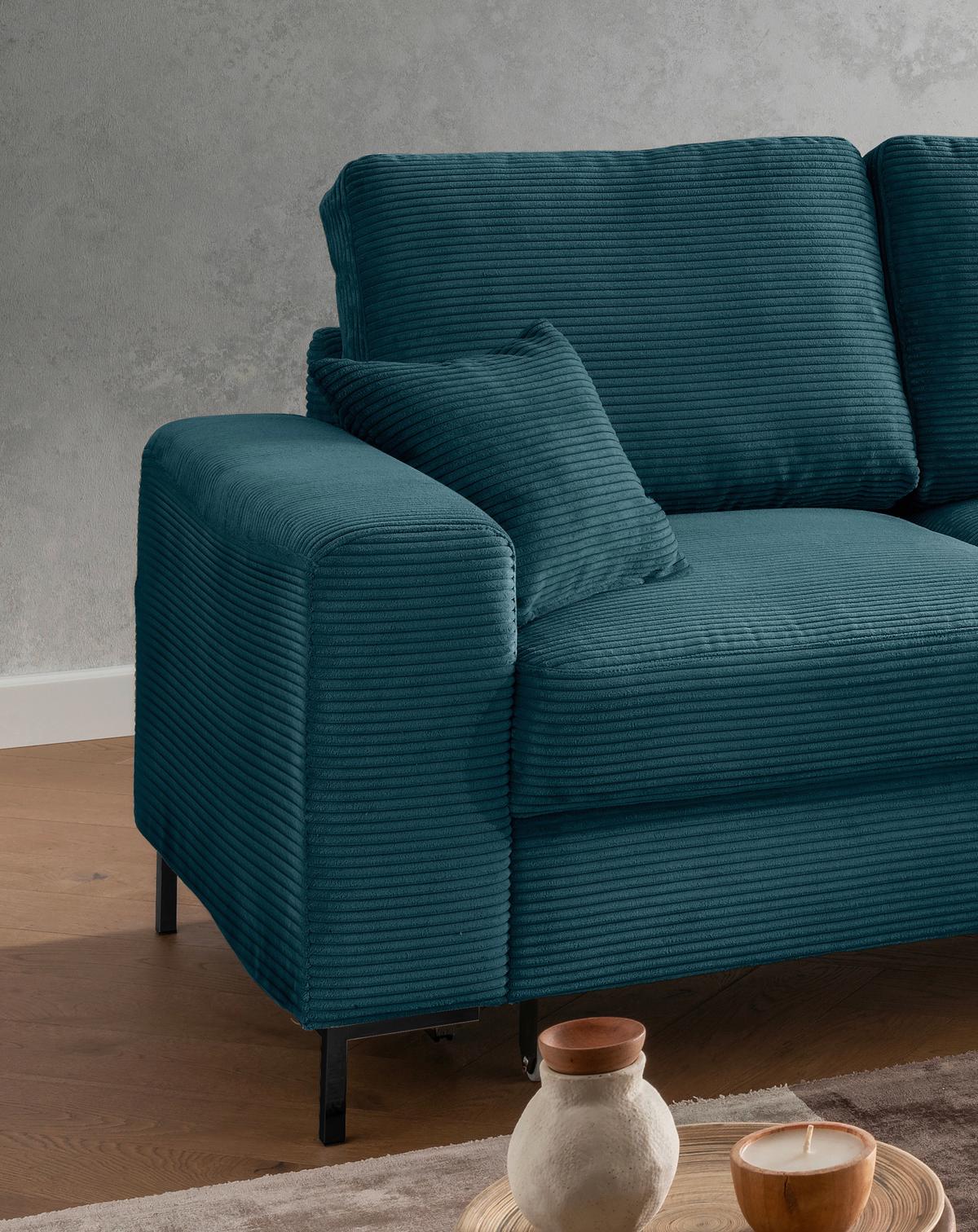 Eckschlafsofa Zona, Petrol S: 237x143 Cm - Petrol/Schwarz, KONVENTIONELL, Textil (237/143cm) - Livetastic