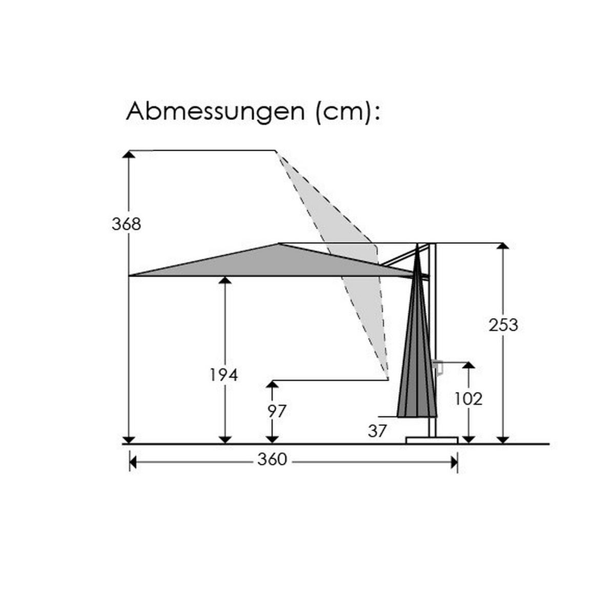Ampelschirm Rhodos Smart BxHxT: 360x253x300 cm Silbergrau - Anthrazit/Hellgrau, Basics, Textil/Metall (360/253/300cm) - Schneider