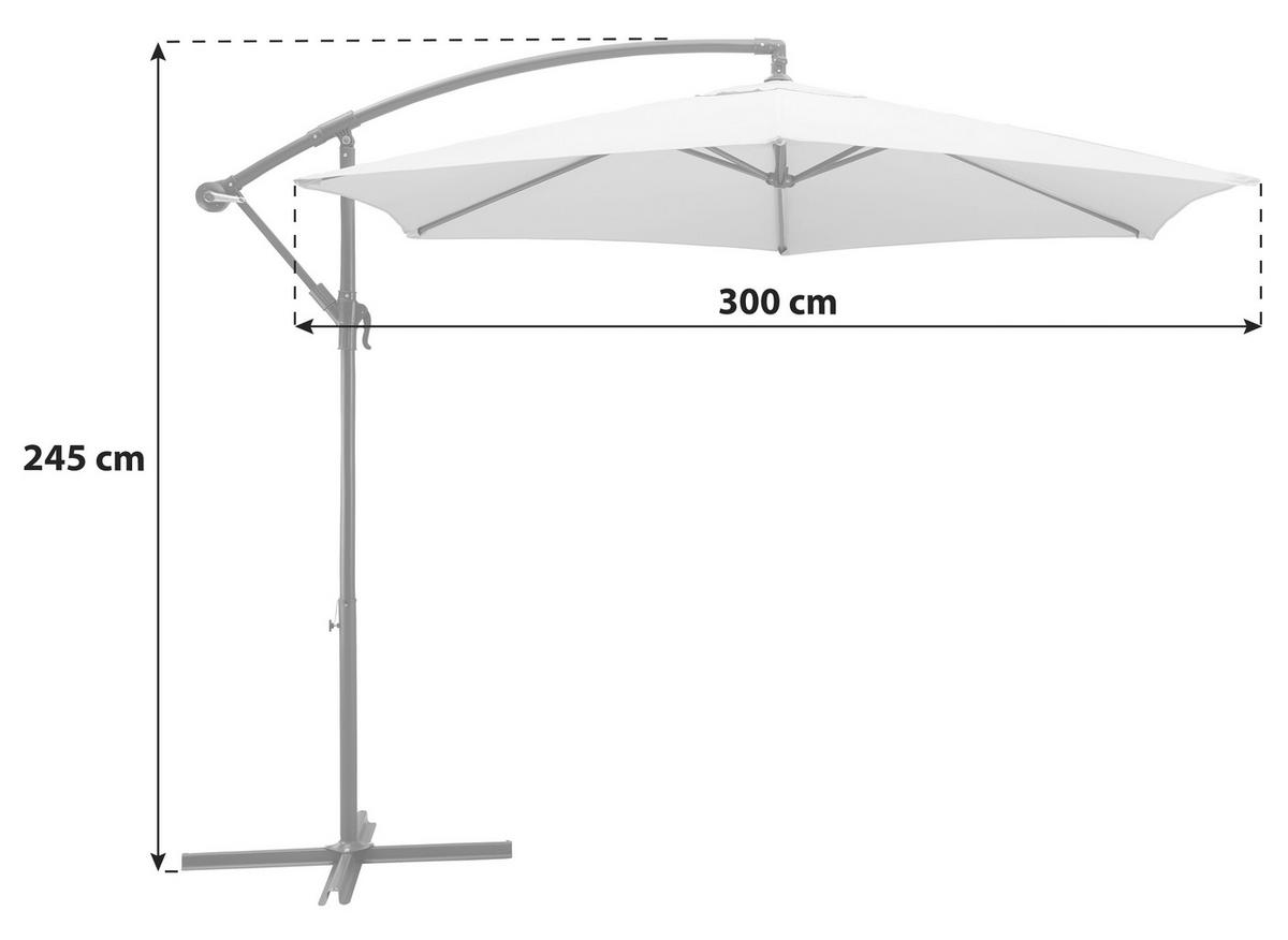 Ampelschirm Estelle Dm: 300 H: 245cm Natur - Naturfarben/Grau, KONVENTIONELL, Textil/Metall (300/245/300cm) - Ondega