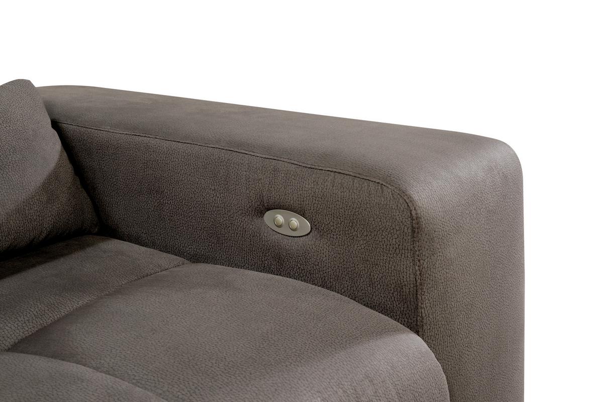 Ecksofa Mit Relaxfunktion Orion Graubraun Mikrofaser - Graubraun/Silberfarben, KONVENTIONELL, Textil (186/307cm) - Livetastic