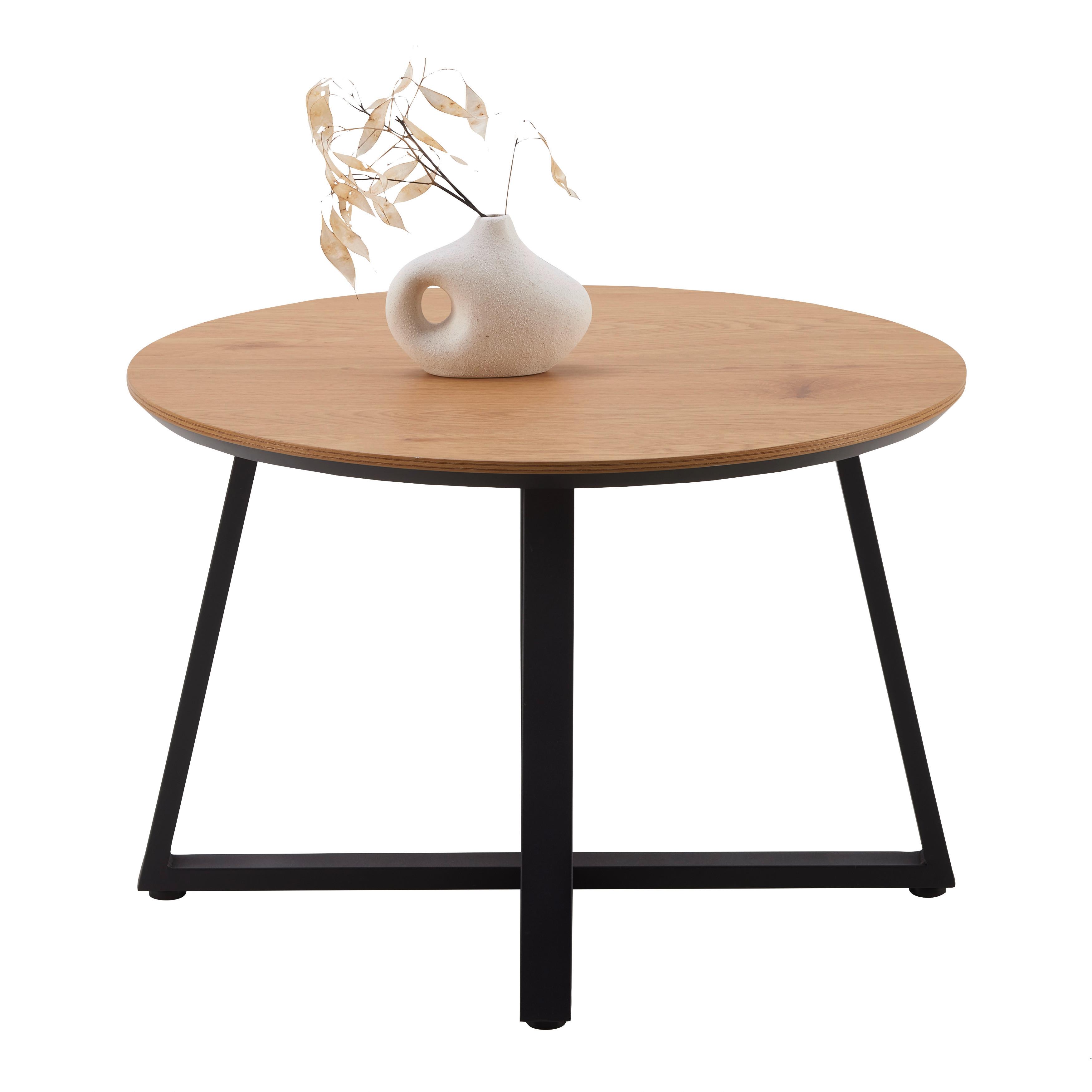 KONFERENČNÍ STOLEK BRAVA - černá/přírodní barvy, Moderní, kov/kompozitní dřevo (70/45cm) - Mömax