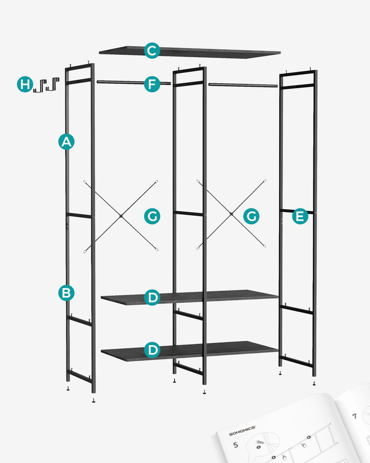 Kleiderschrank Schwarz B: 94,5cm - Schwarz, Basics, Holzwerkstoff/Metall (94,5/180/40cm)