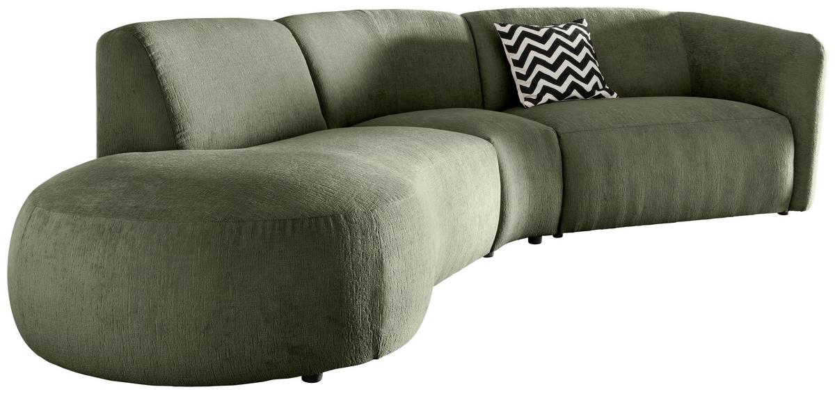 Ecksofa Jesi, Grün S: 182x276 Cm - Schwarz/Grün, MODERN, Textil (182/276cm) - Livetastic