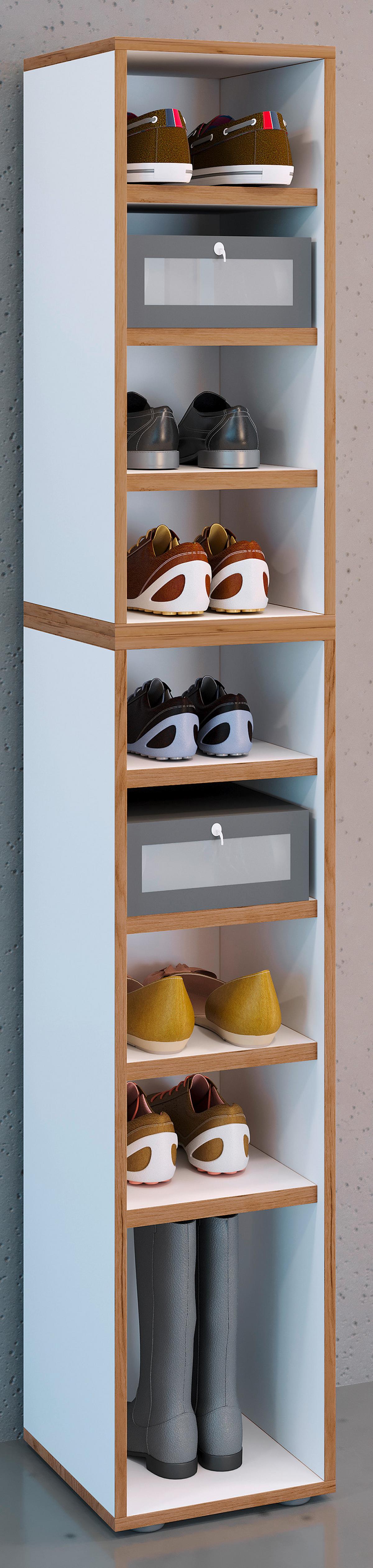 Schuhregal Salia Honigeiche/weiß B: 30 Cm - Honigeiche/Schwarz, Design, Holzwerkstoff (30/183/33cm) - MID.YOU