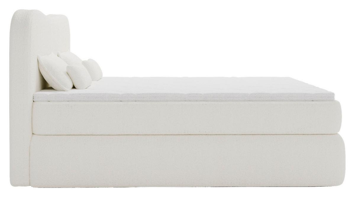 Boxspringbett Mit Topper 180x200 Isla - Beige/Buchefarben, Basics, Holz/Holzwerkstoff (180/200cm) - Livetastic
