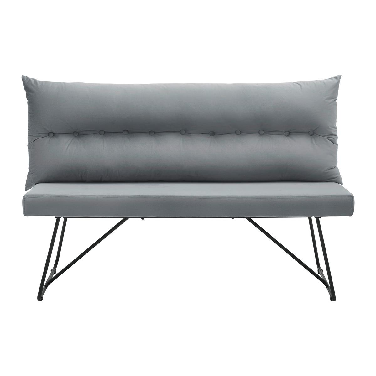 Lavica ze sametu Bono šedá - šedá/černá, Moderní, kov/dřevo (140/92/63cm) - Bessagi Home