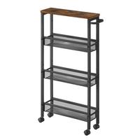 Servierwagen Rolling Cart - Schwarz/Braun, MODERN, Holzwerkstoff/Metall (45,4/13/77cm) - MID.YOU