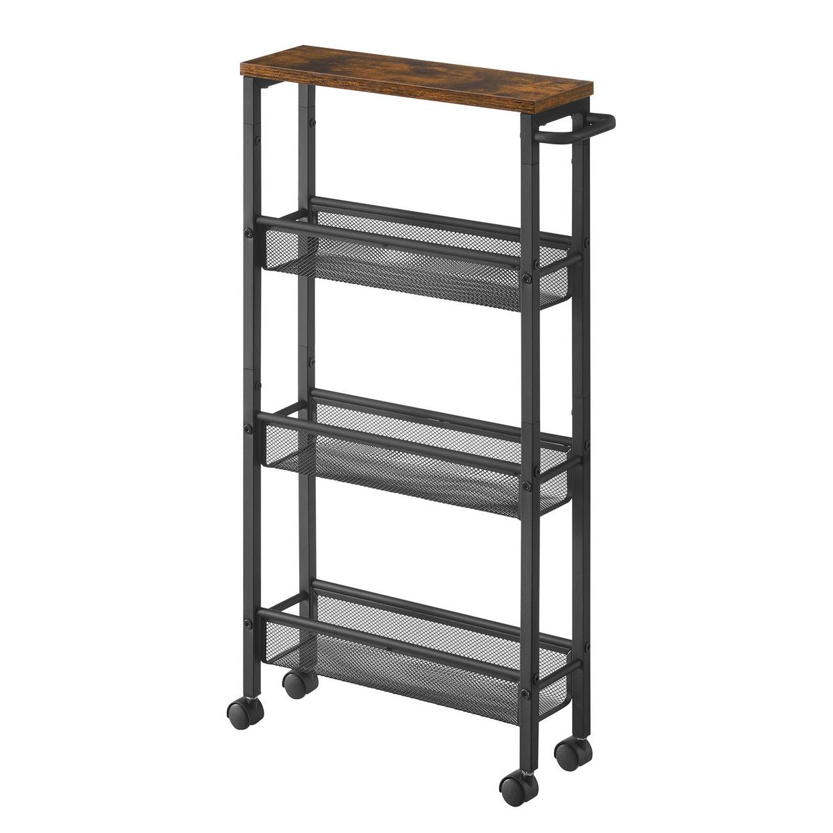 Servierwagen Rolling Cart - Schwarz/Braun, MODERN, Holzwerkstoff/Metall (45,4/13/77cm) - MID.YOU