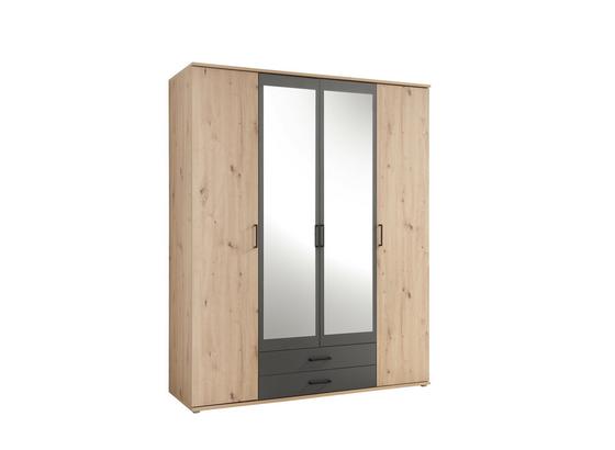 Kleiderschrank Chicago B: 159,6cm Eiche Dekor - Eichefarben/Anthrazit, Basics, Glas/Holzwerkstoff (159,3/196,3/53,5cm) - Livetastic Kleiderschrank Chicago B: 159,6cm Eiche Dekor - Eichefarben/Anthrazit, Basics, Glas/Holzwerkstoff (159,3/196,3/53,5cm) - Livetastic