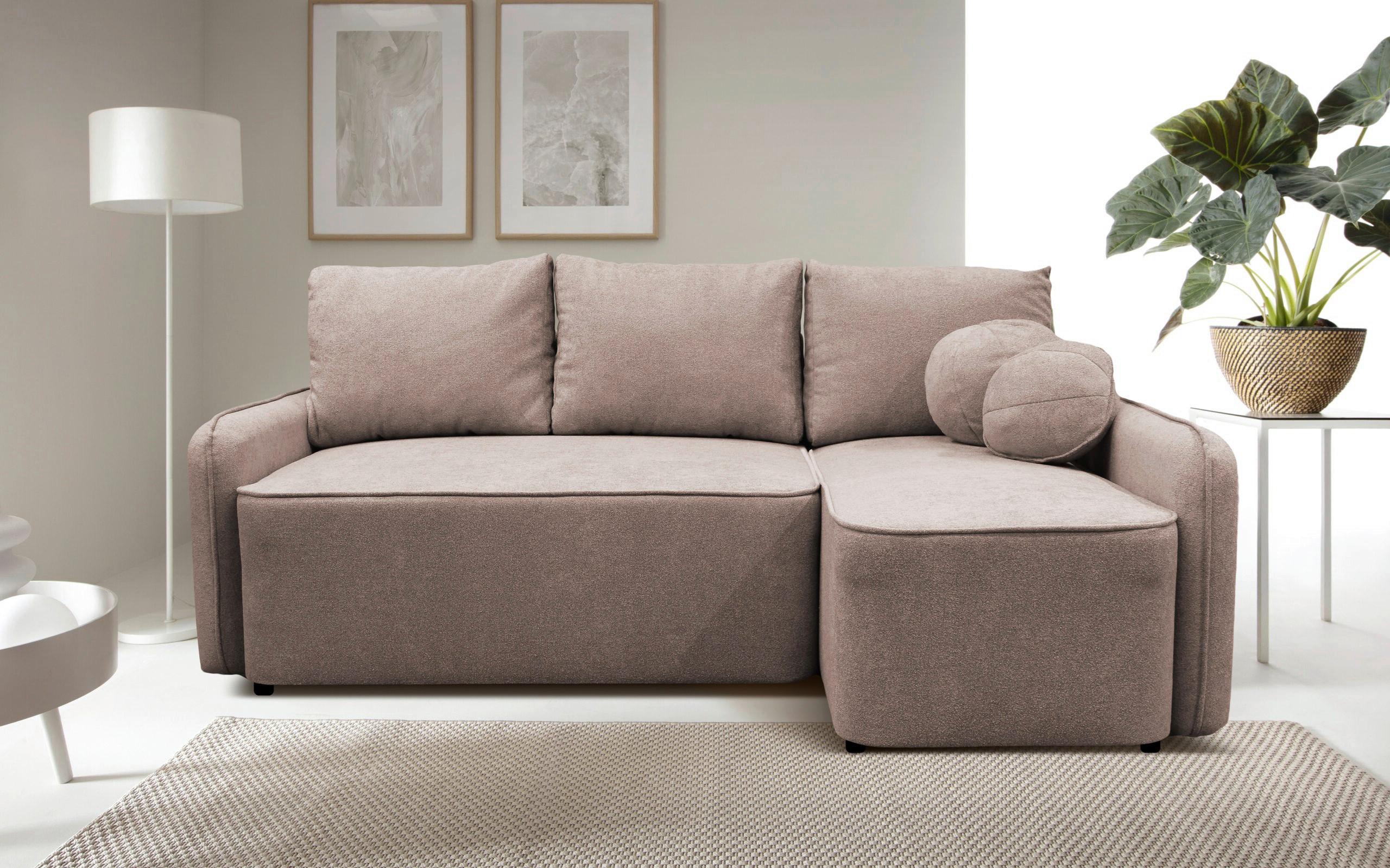 Ecksofa Fancy Rosa 209x143 cm - Schwarz/Rosa, Design, Textil (209/143cm) - MID.YOU