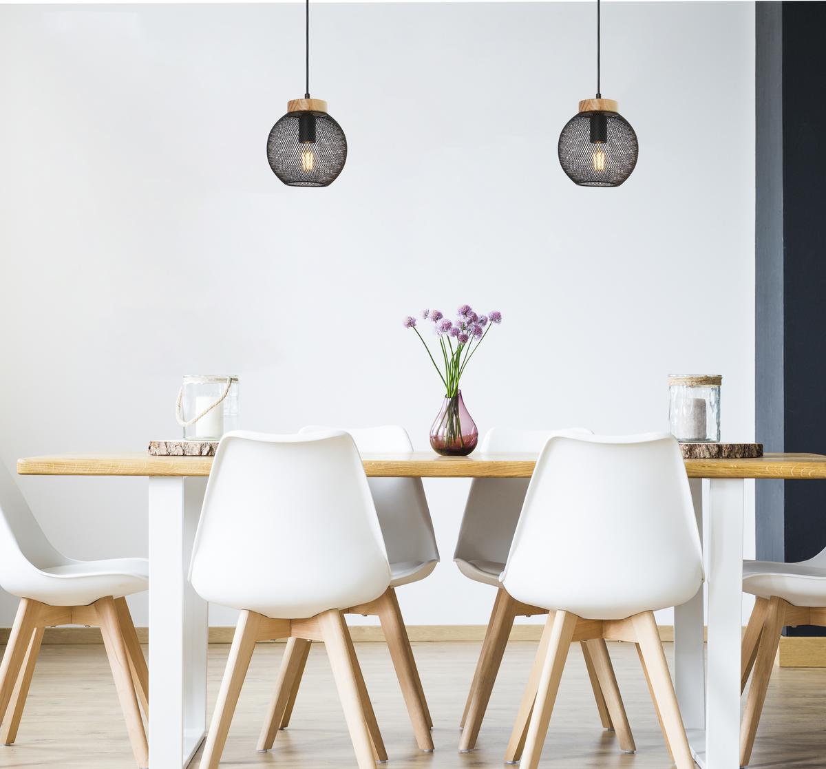 Hängeleuchte H: 120 Cm 1-Flammig - Schwarz/Braun, Basics, Holz/Metall (20/120cm) - Globo