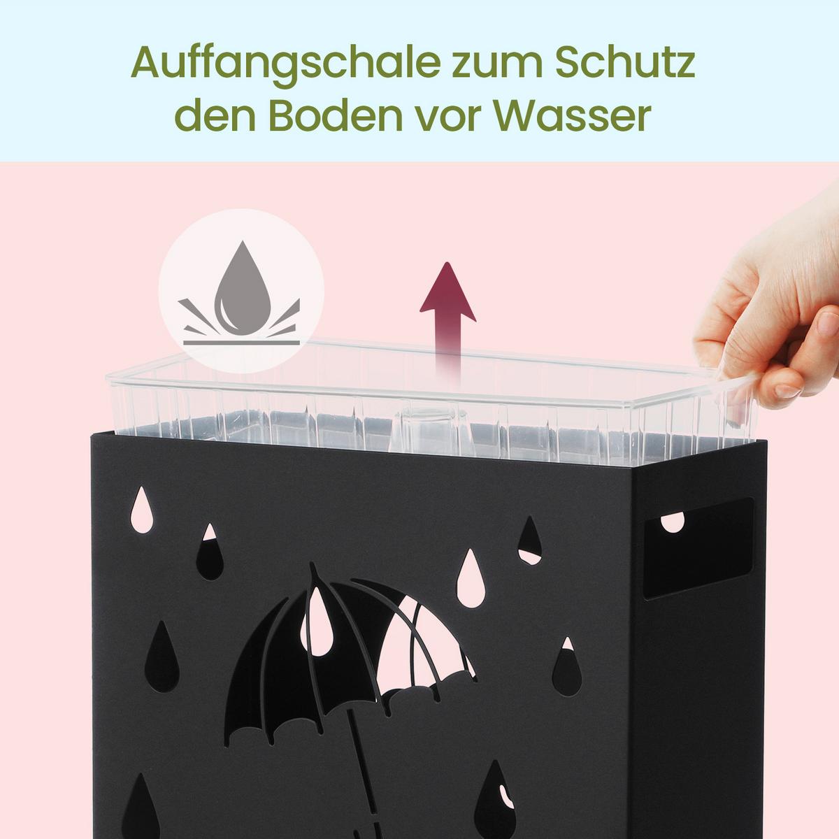 Schirmständer Schwarz B: 28,5 Cm - Schwarz, Basics, Metall (28,5/41/12,2cm)