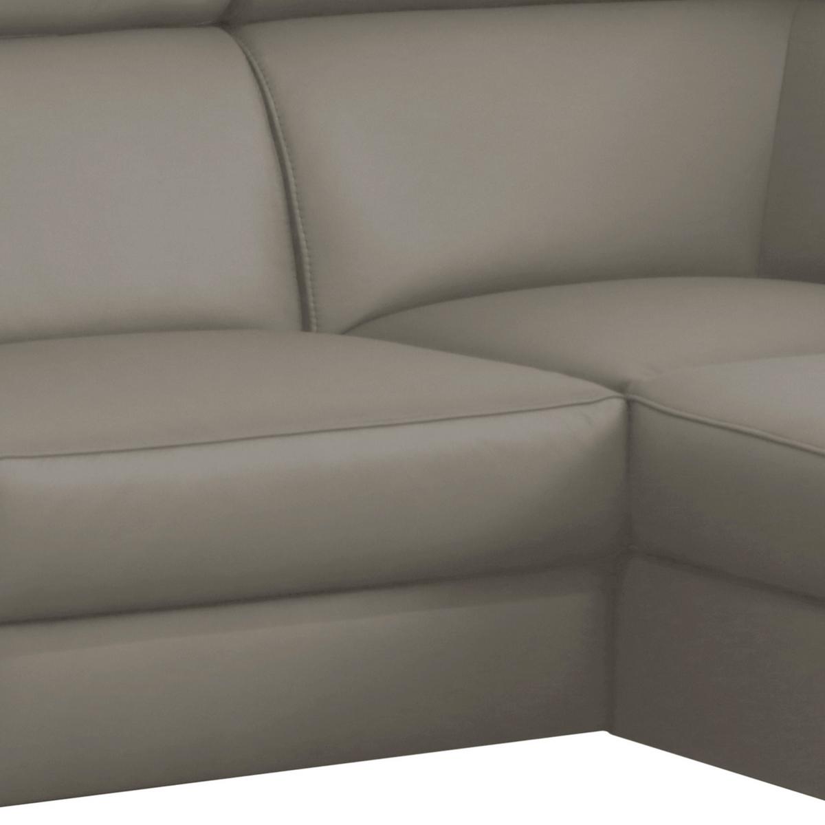 Ecksofa Lince Schlammfarben S: 257x197 Cm - Chromfarben/Schlammfarben, Design, Leder/Textil (257/197cm) - Livetastic