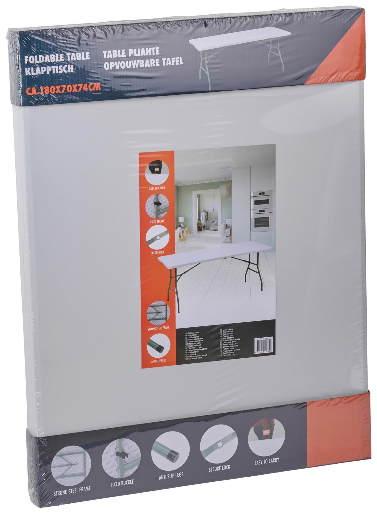 Klapptisch Table Foldable - Weiß, Basics, Kunststoff (180/70/74cm)