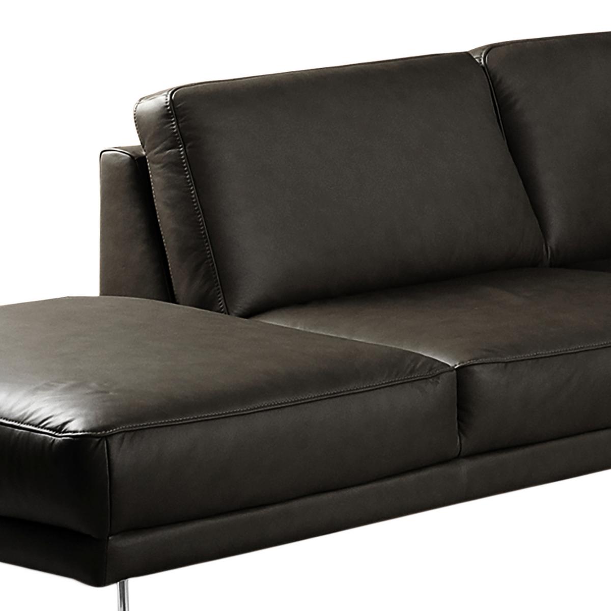 Ecksofa Spring Schwarz Chrom S: 250x273 Cm - Chromfarben/Schwarz, Design, Leder (250/273cm) - Livetastic