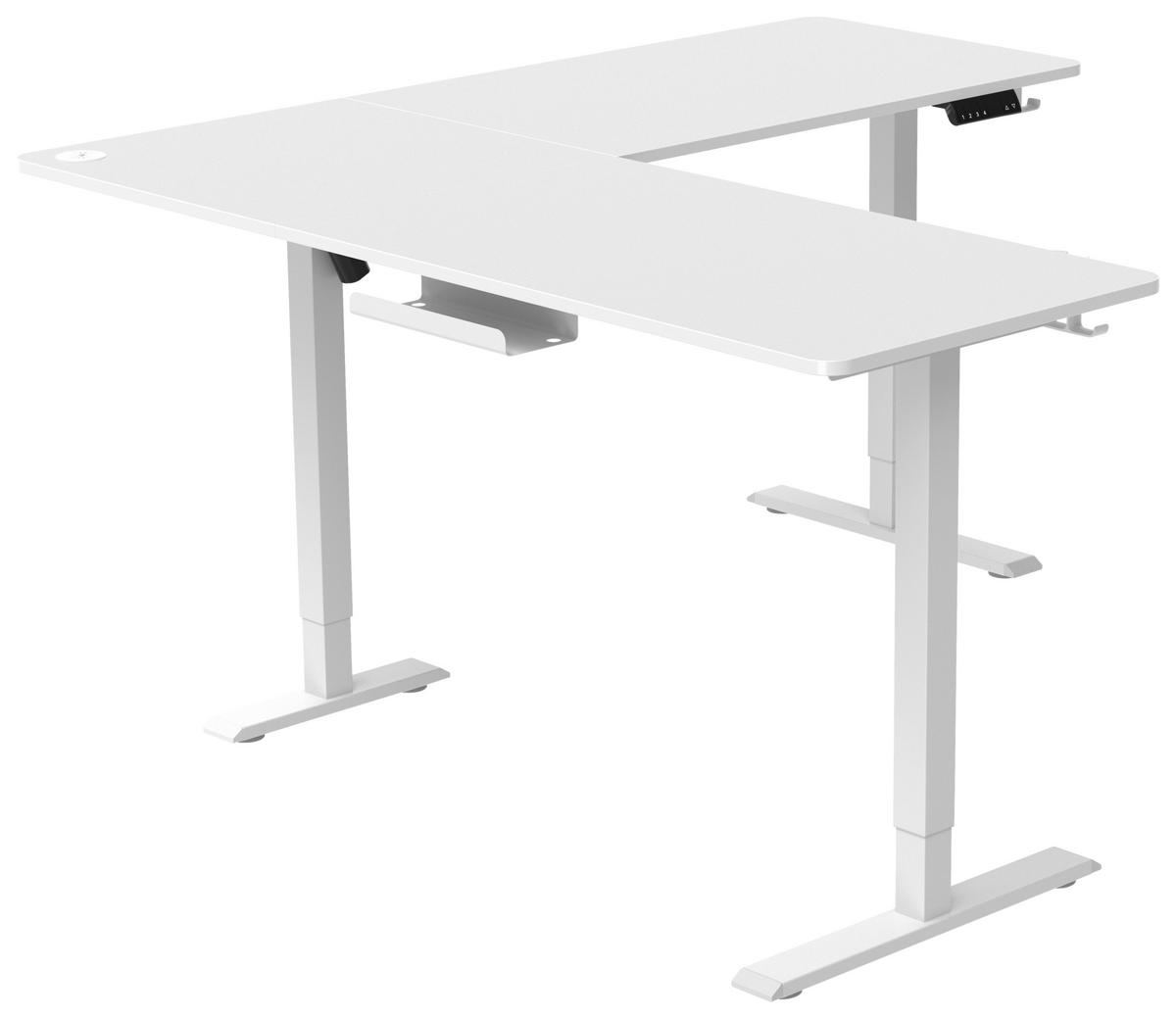 Eckschreibtisch Nimi Weiß L: 160cm - Weiß, MODERN, Holzwerkstoff/Kunststoff (160/140/72-117cm) - Livetastic
