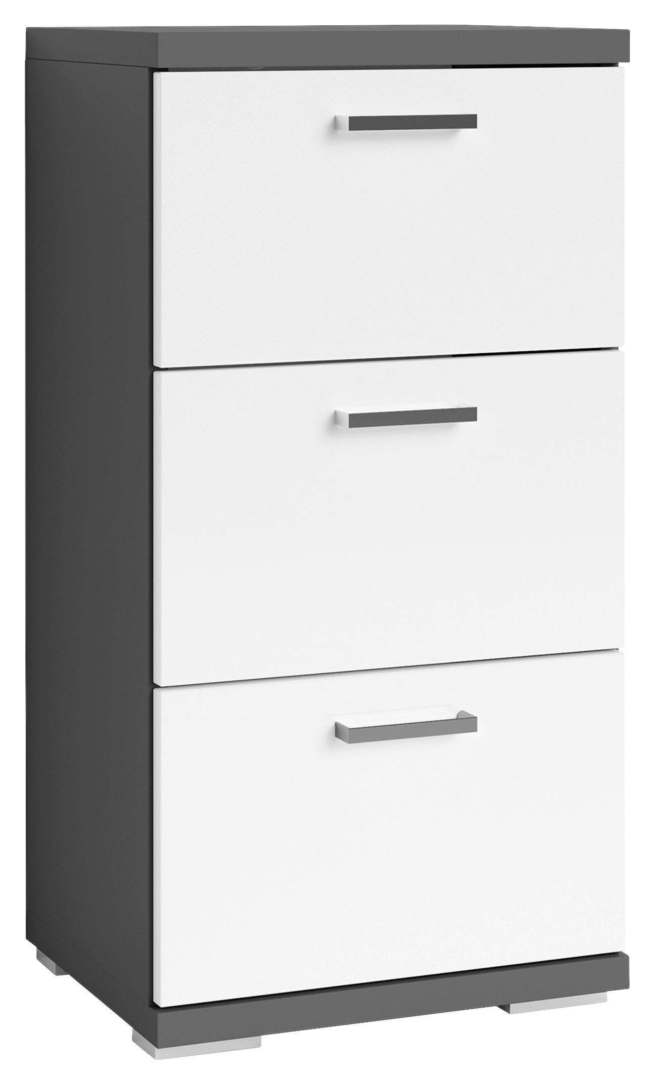 Badezimmer Unterschrank Nebraska BxH 35,5x74 cm - Chromfarben/Weiß Hochglanz, MODERN, Holzwerkstoff (35,5/74/31,5cm) - MID.YOU