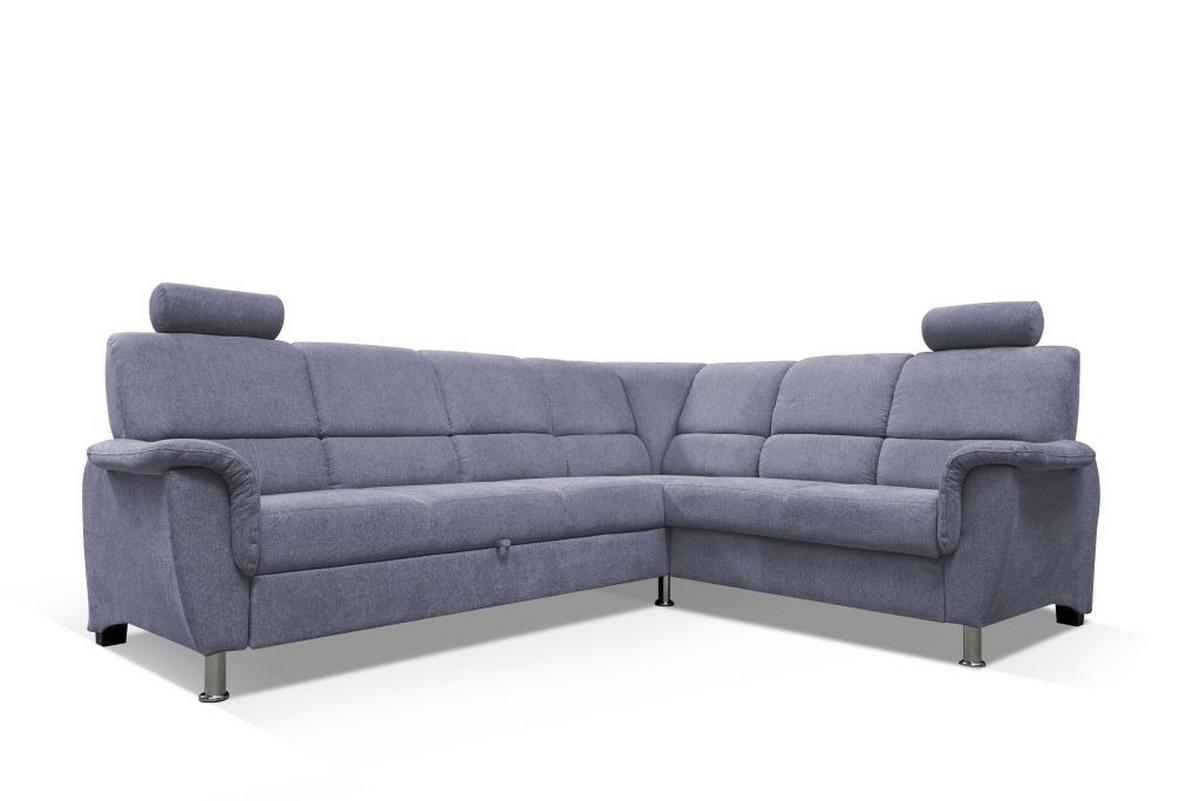 Sedačka MARSYLIA, pravá, modrosivá - čierna/strieborná, Design, kov/drevo (270/216cm) - MID.YOU