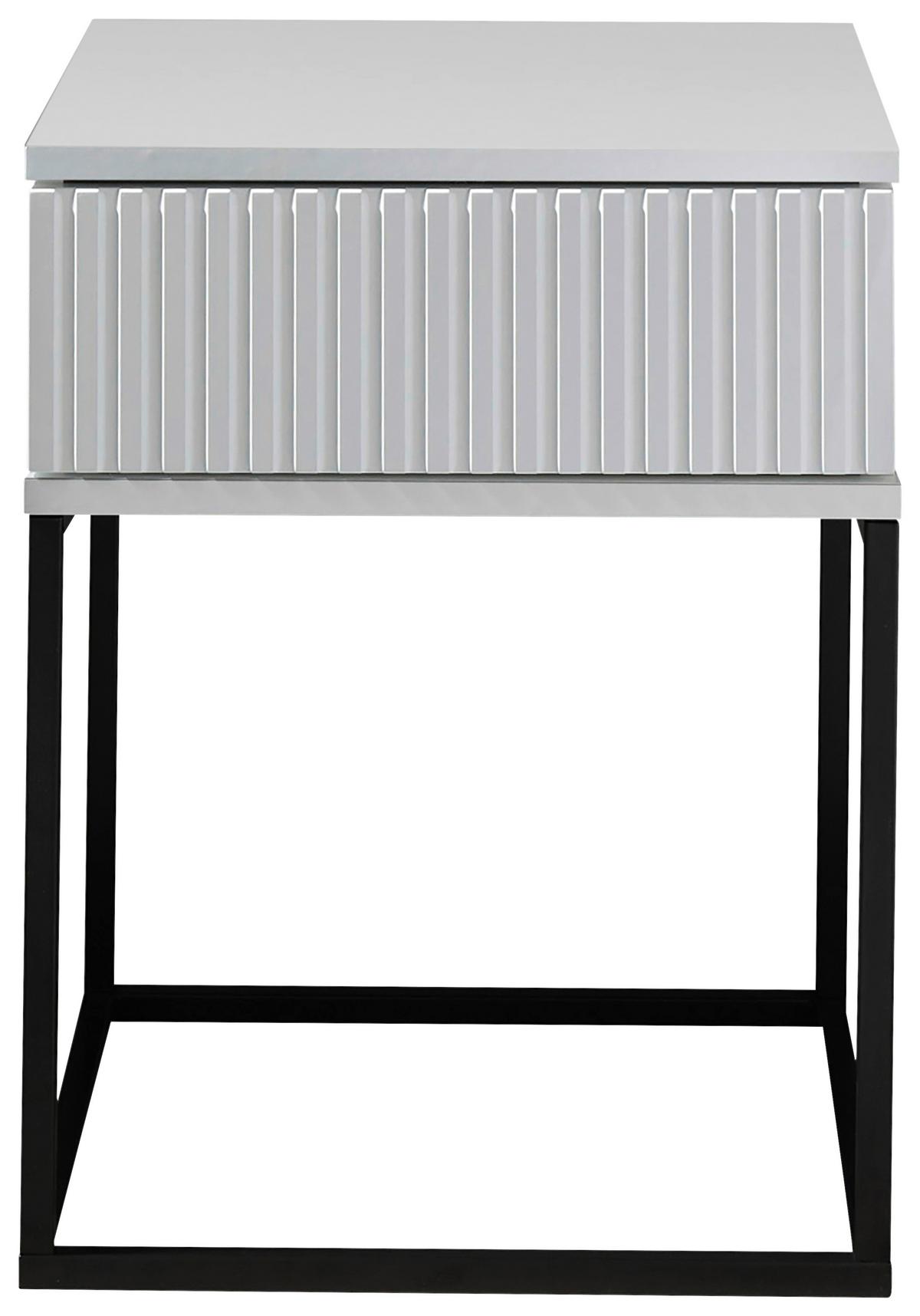 Noční stolek MARLE bílá - bílá/černá, Moderní, kov/kompozitní dřevo (40/52/38,5cm) - Hom`in