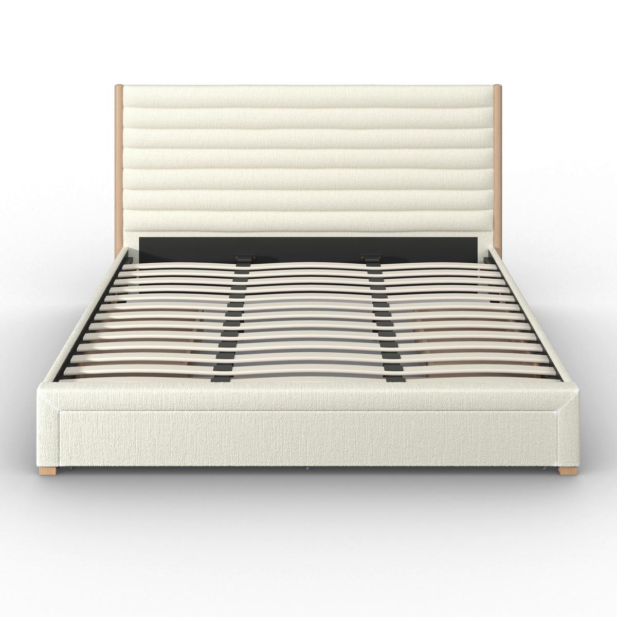 Čalúnená posteľ TALYA 180x200, slonovinová - svetlohnedá/slonovinová, Modern, kov/drevo (180/200cm) - Bessagi Home