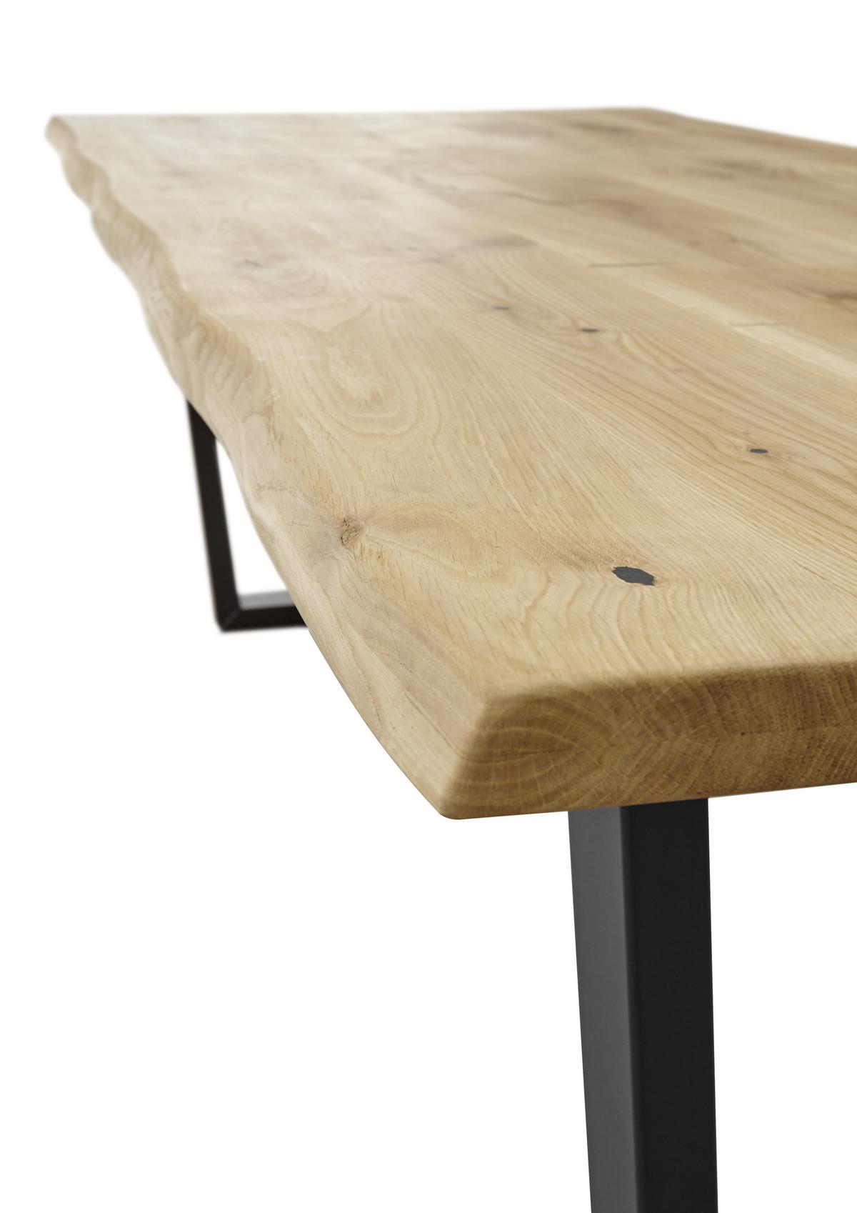 Esstisch Mit Echtholz-platte Benny 220x100 Cm Eiche/schwarz - Eichefarben/Schwarz, Natur, Holz/Metall (220/100/75cm) - MID.YOU