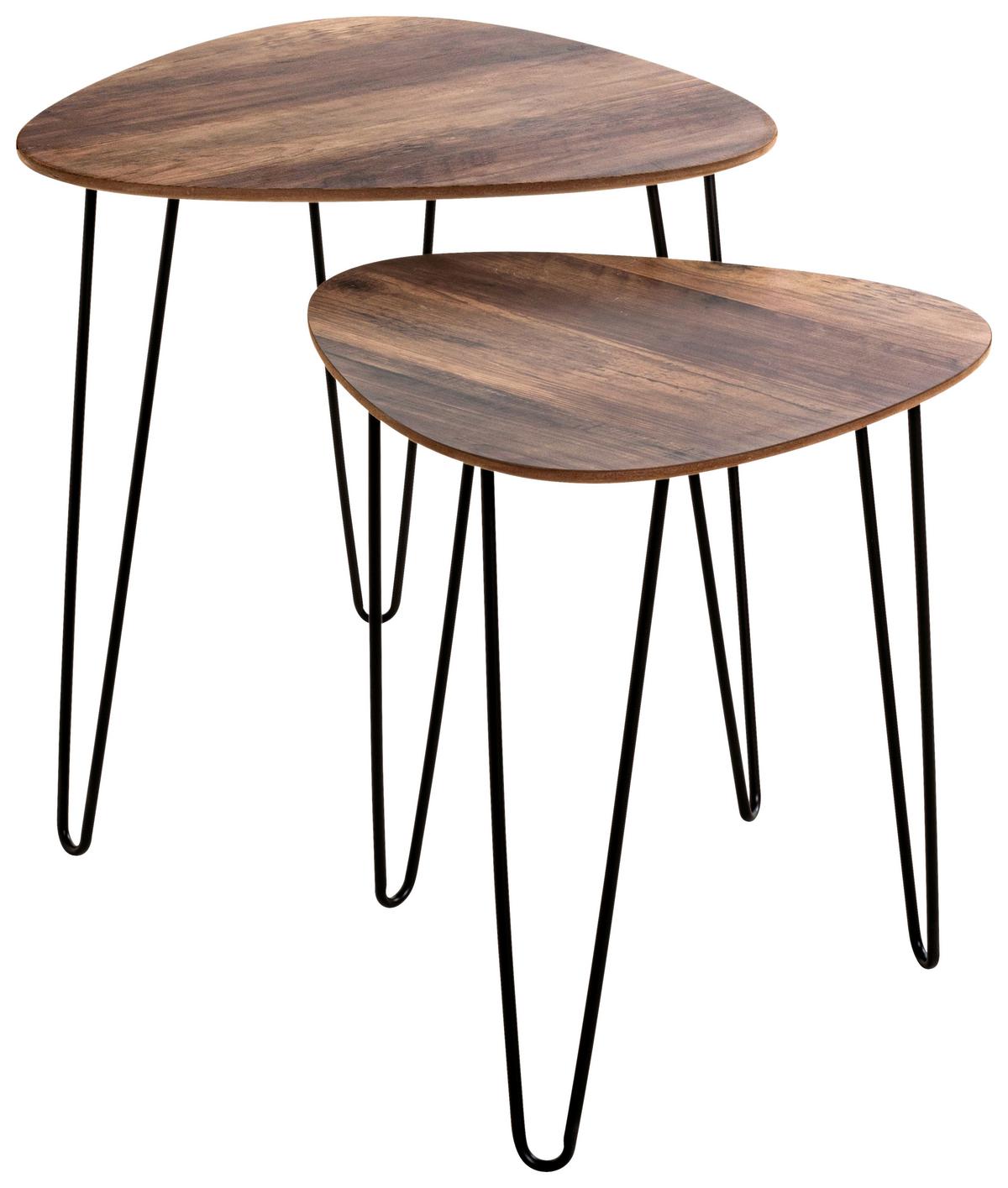 Beistelltisch 2er Set Duo, Eiche Dekor/schwarz - Eichefarben/Schwarz, MODERN, Holzwerkstoff/Metall (48/48/48cm)