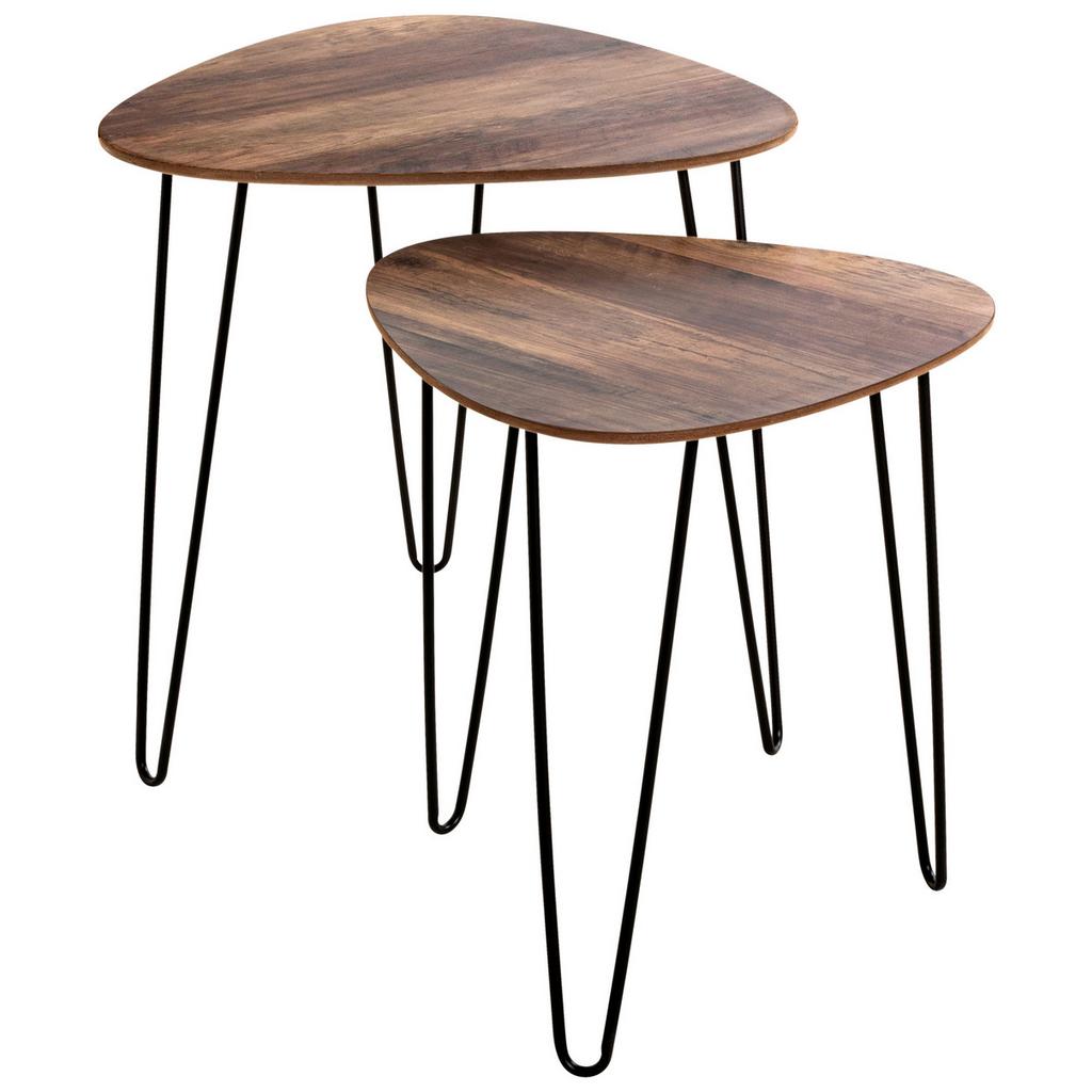 Beistelltisch 2er Set Duo, Eiche Dekor/schwarz