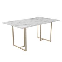 ESSTISCH Astor Weiß L: 160 cm - Goldfarben/Weiß, Design, Holzwerkstoff/Metall (160/75/90cm) - MID.YOU