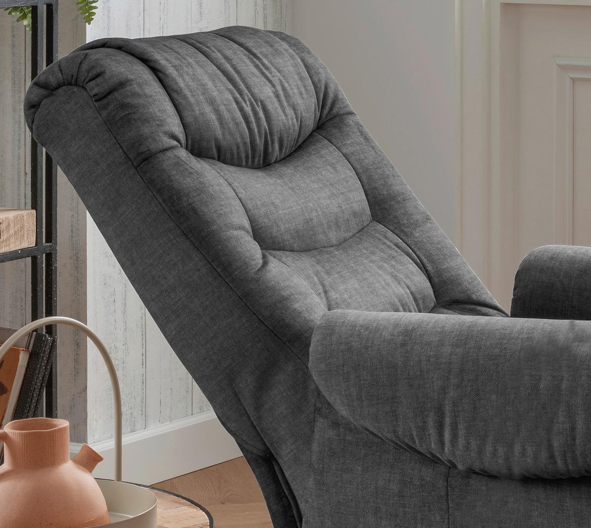 Fernsehsessel Nino Dunkelgra B: 78 Cm - Dunkelgrau/Schwarz, Design, Textil (78/107/93cm) - Livetastic