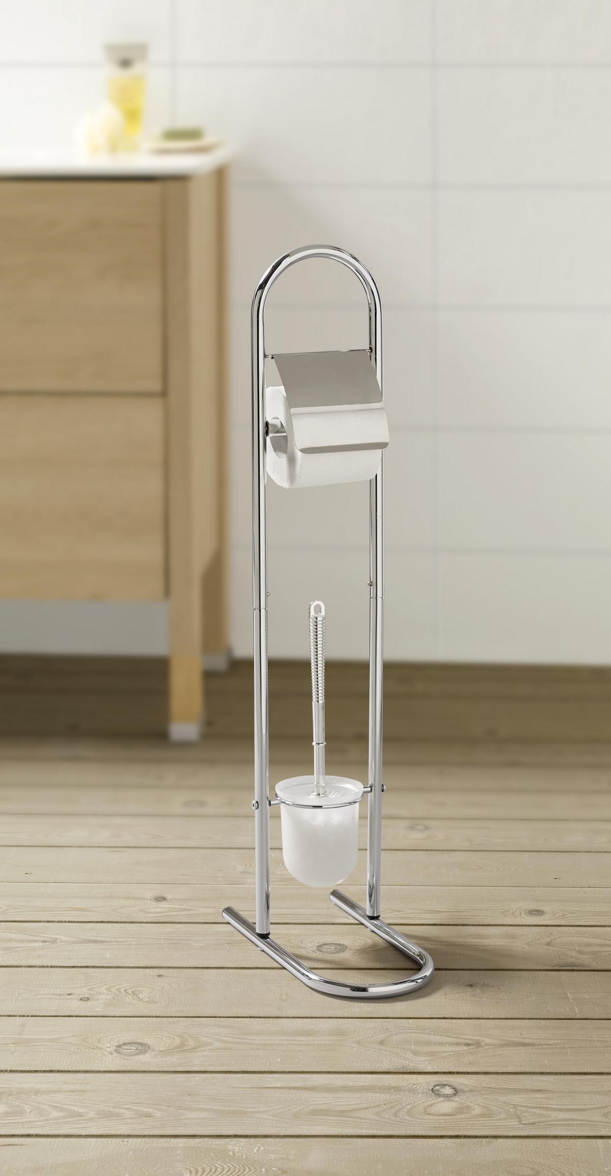 WC-Bürstengarnitur inkl. Rollenhalter Florenz, Chrom - Silberfarben, KONVENTIONELL, Metall (30/80/15,5cm) - James Wood