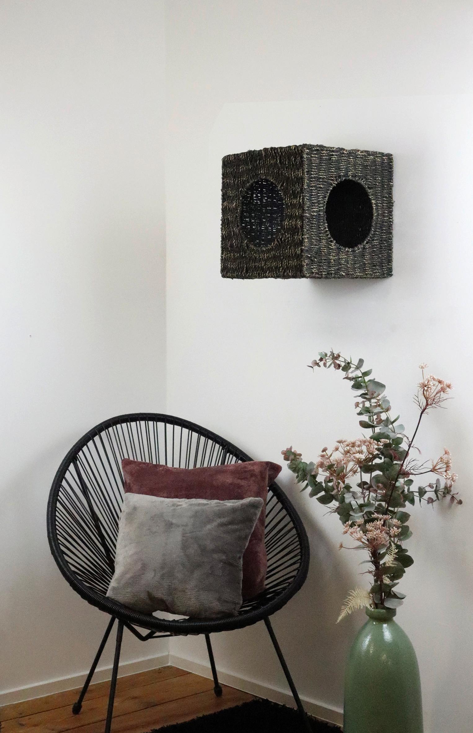 Tierhöhle Felix Schwarz L: 33 cm - Schwarz, Natur, Naturmaterialien/Metall (33/33/33cm)