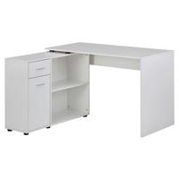 Rohový psací stůl Wohnling bílý - bílá/barvy stříbra, Moderní (106,5/120/75,5cm) - MID.YOU