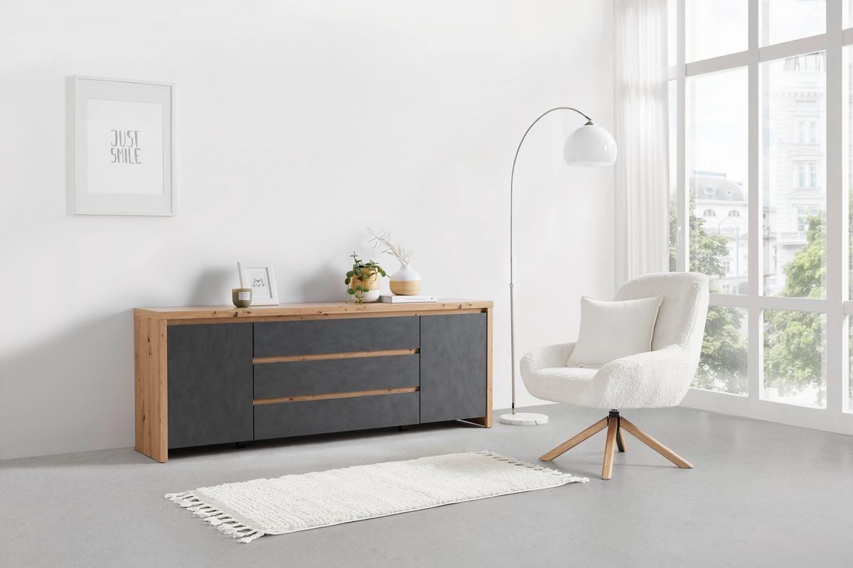Kommode 190cm Larios Eiche Dekor/grau - Eiche Artisan/Grau, MODERN, Holzwerkstoff (190/71/40cm)