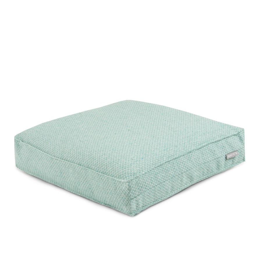 HRUBÝ SEDÁK DOBBY - tyrkysová, textil (40/40/8cm)