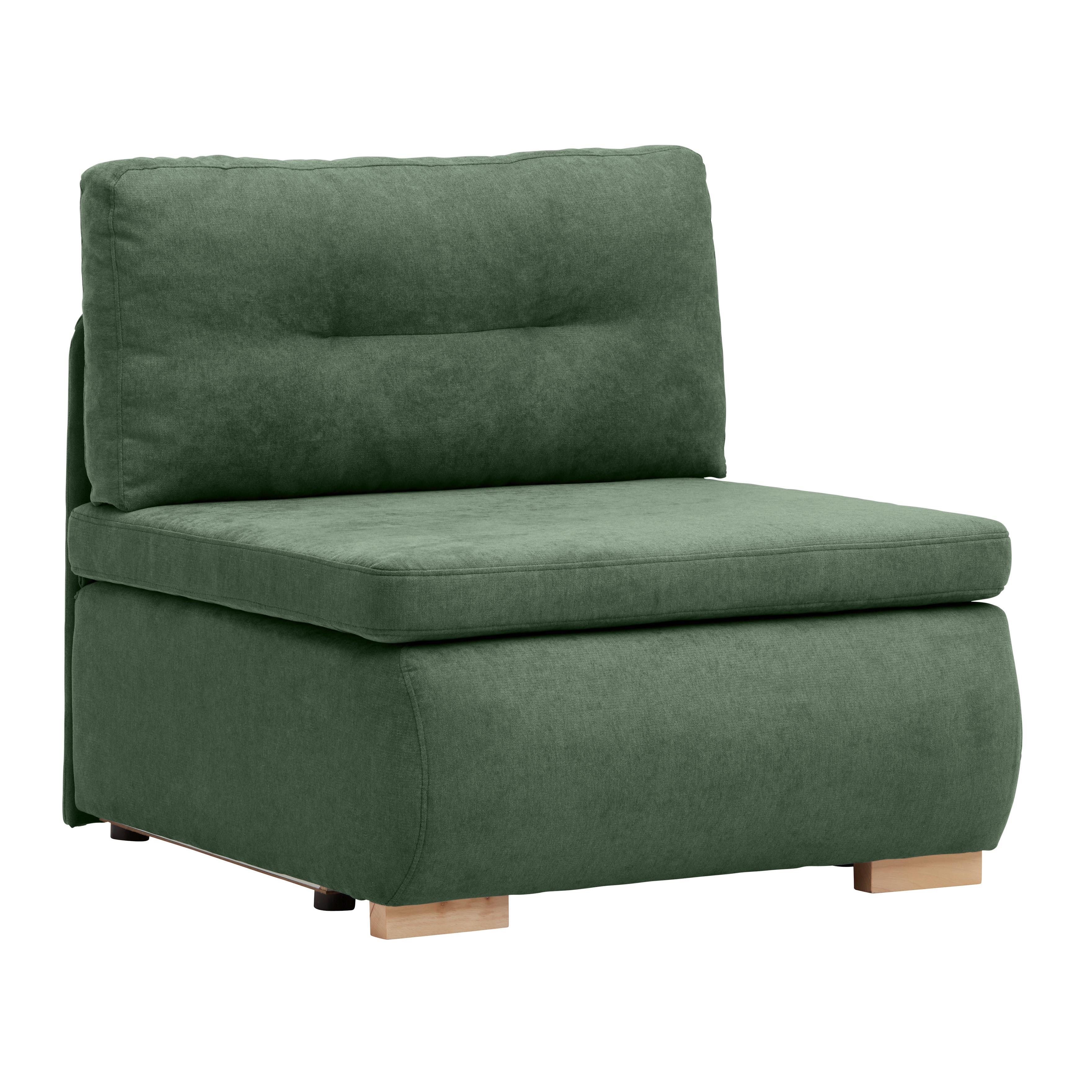 Rozkládací křeslo MODENA, olivově zelená - černá/přírodní barvy, textil/plast (89/88/90cm) - Based