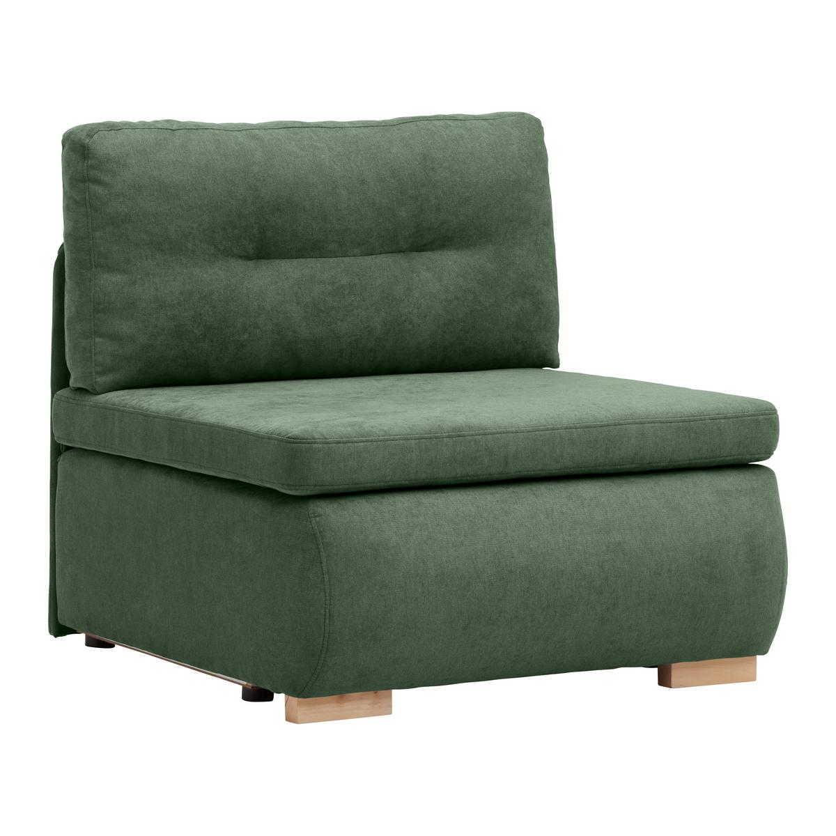 Rozkládací křeslo MODENA, olivově zelená - černá/přírodní barvy, textil/plast (89/88/90cm) - Based