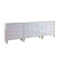 Sideboard Mailand 12 B: 263,5 Cm Weiß - Weiß Hochglanz/Eiche Artisan, MODERN, Holzwerkstoff (263,5/86/33cm) - MID.YOU