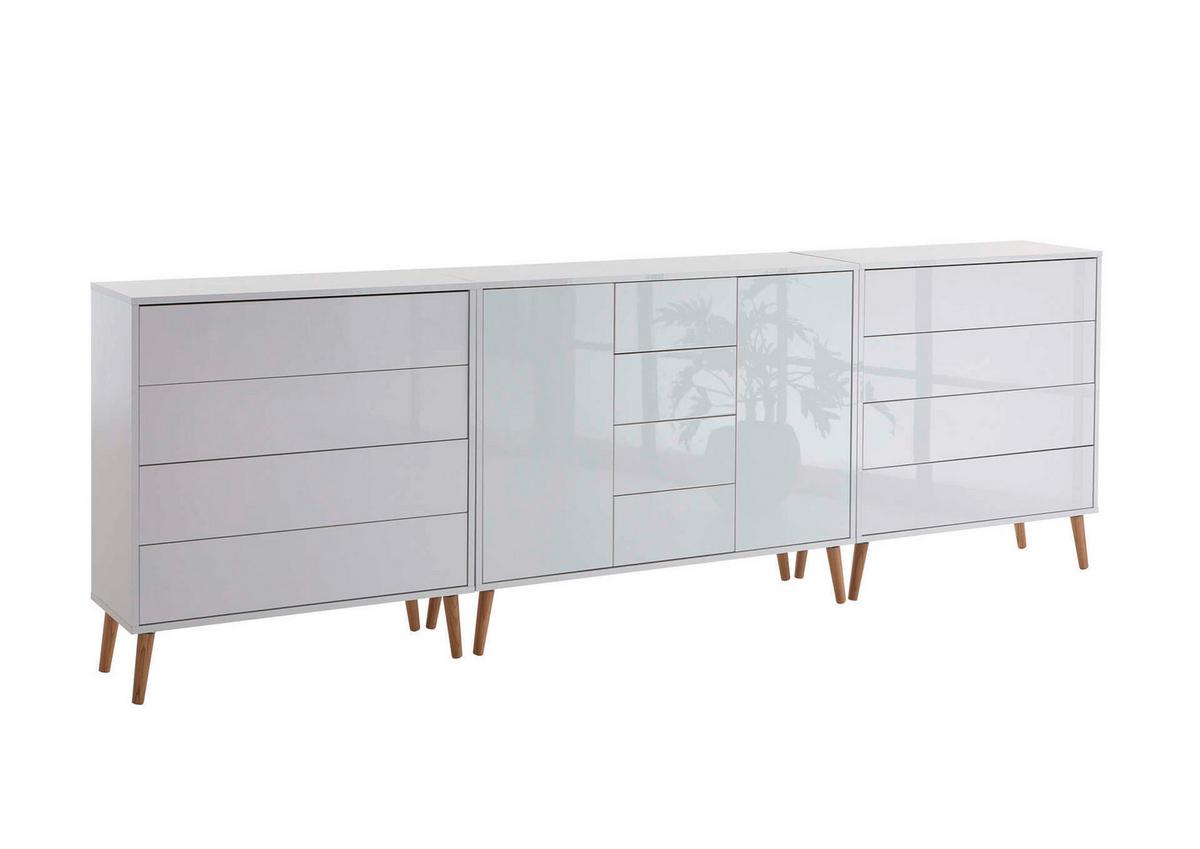 Sideboard Mailand 12 B: 263,5 Cm Weiß - Weiß Hochglanz/Eiche Artisan, MODERN, Holzwerkstoff (263,5/86/33cm) - MID.YOU