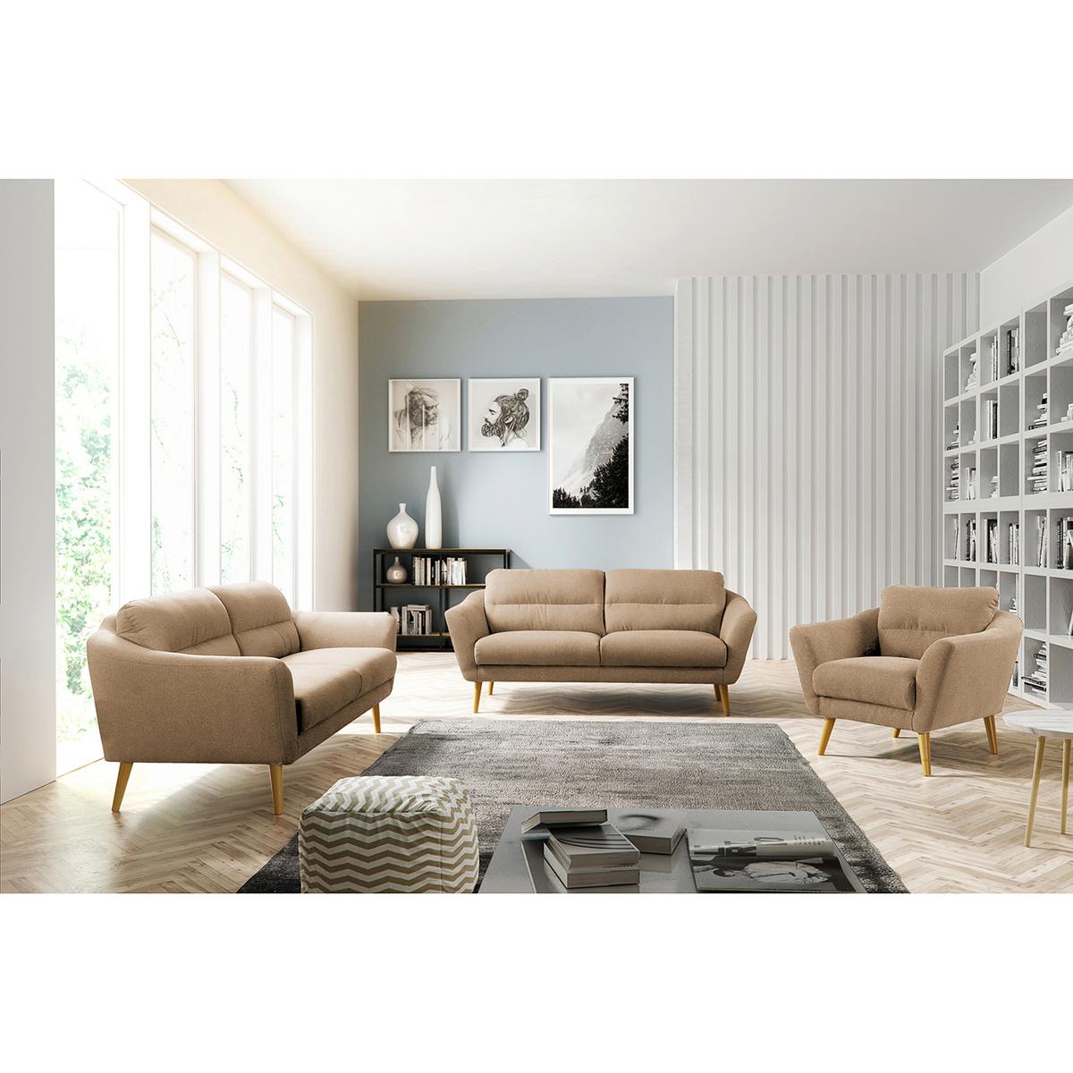 Sessel Tromso Beige B: 92 cm - Beige/Buchefarben, Design, Textil (92/87/88cm) - Livetastic